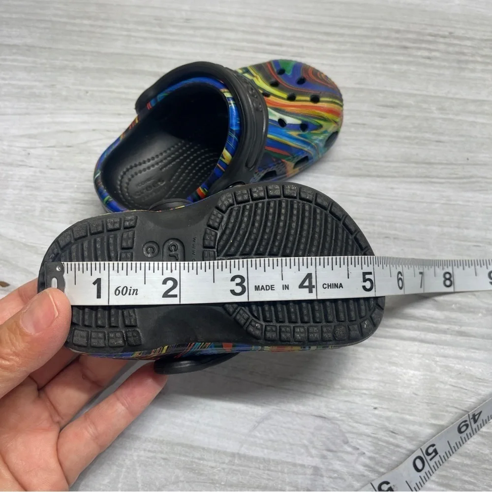 CROCS Baya Seasonal Printed Multicolor Rainbow Black Baby Size 4C